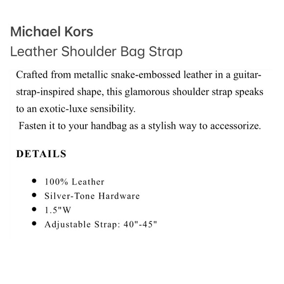 NWT Michael Kors Leather Snakeskin Guitar Strap - Picture 3 of 7
